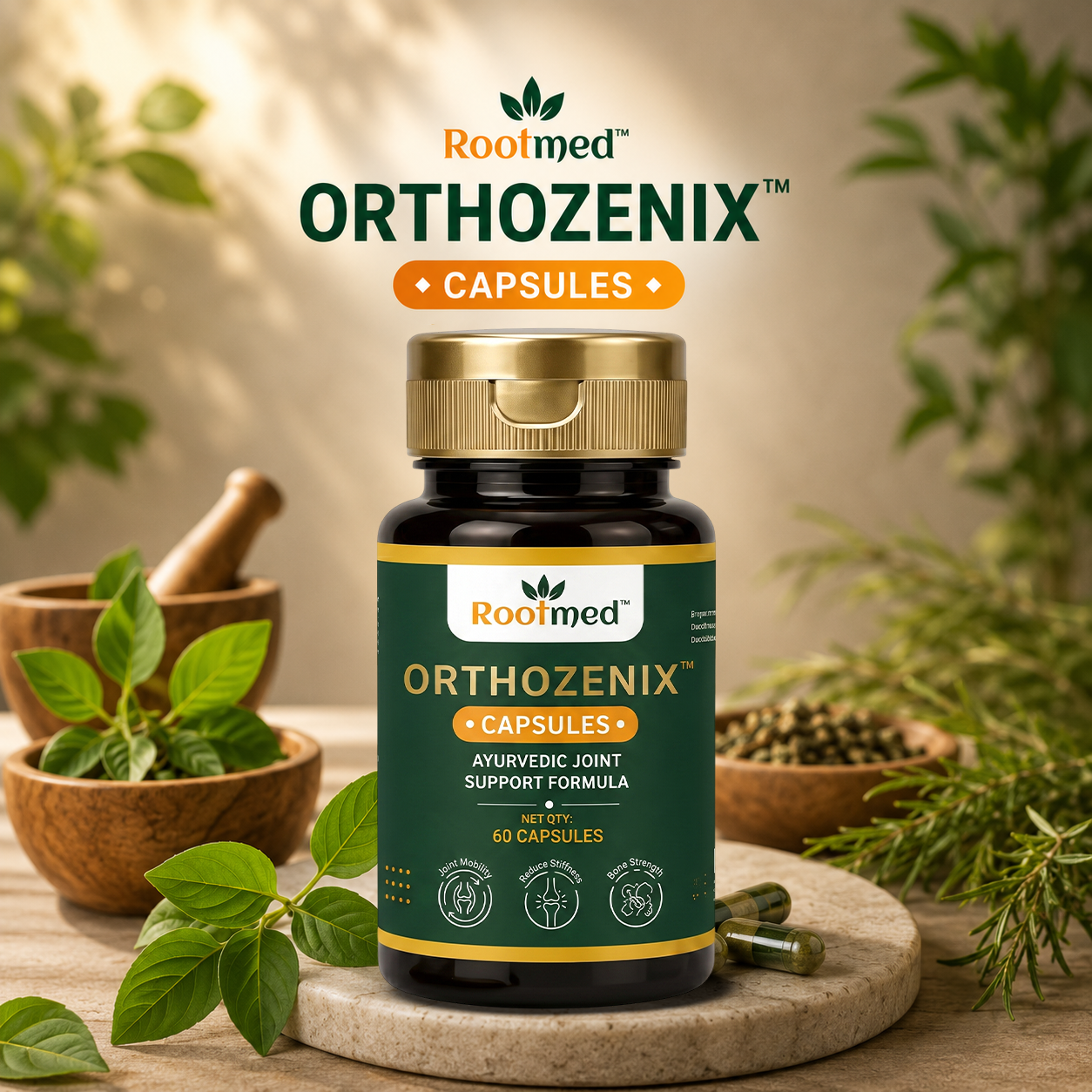 Rootmed Orthozenix Ayurvedic Joint Support Capsules - 60 Capsules