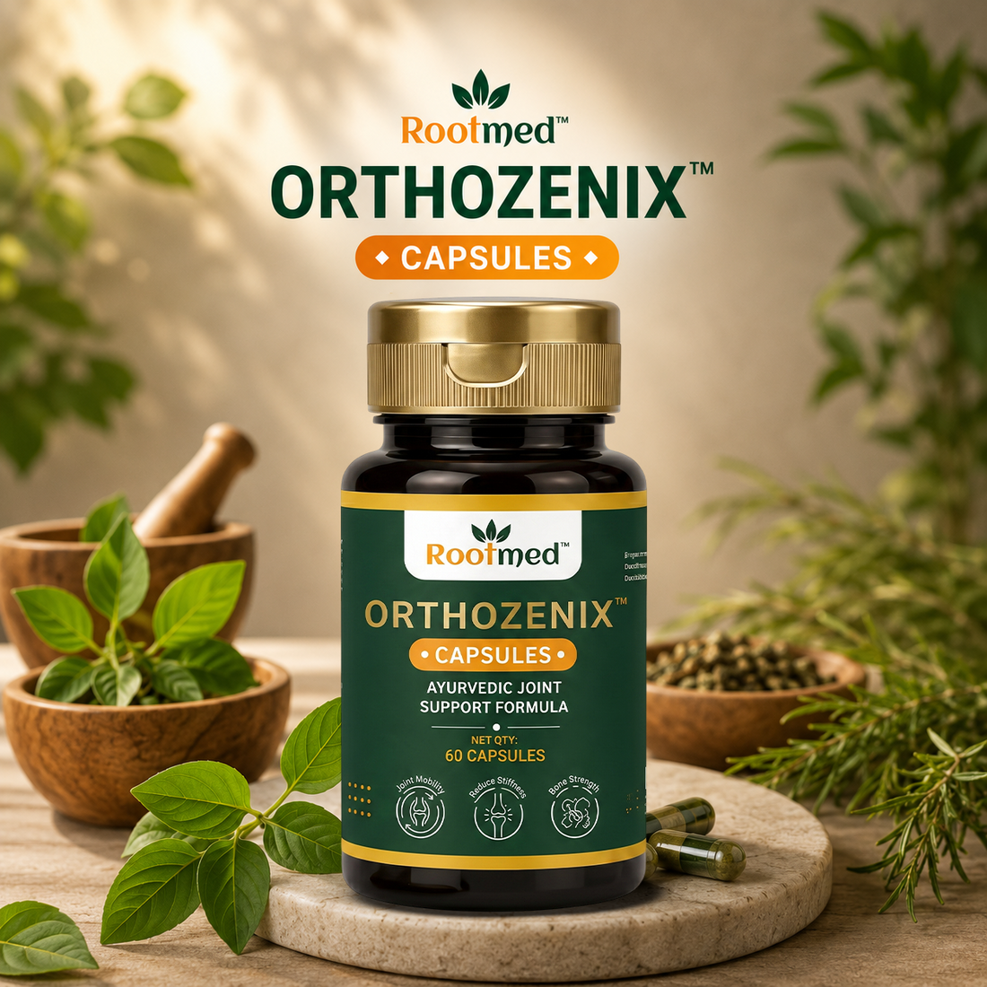 Rootmed Orthozenix Ayurvedic Joint Support Capsules - 60 Capsules