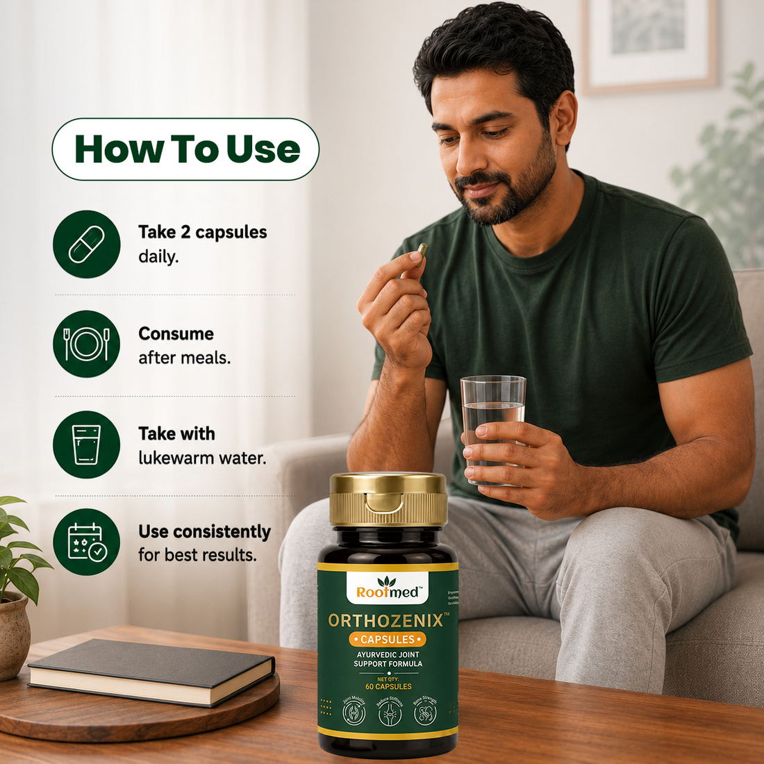 Rootmed Orthozenix Ayurvedic Joint Support Capsules - 60 Capsules
