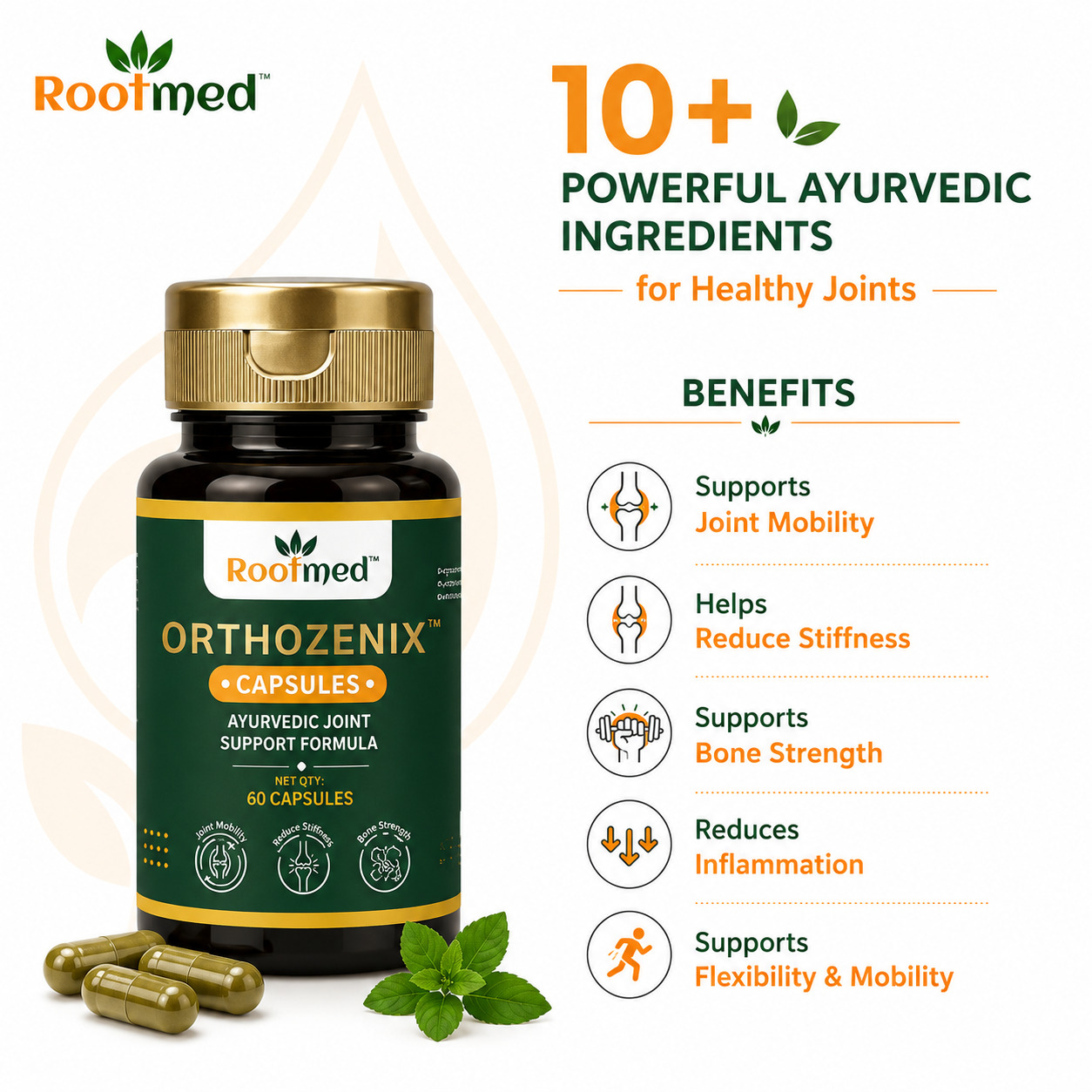 Rootmed Orthozenix Ayurvedic Joint Support Capsules - 60 Capsules
