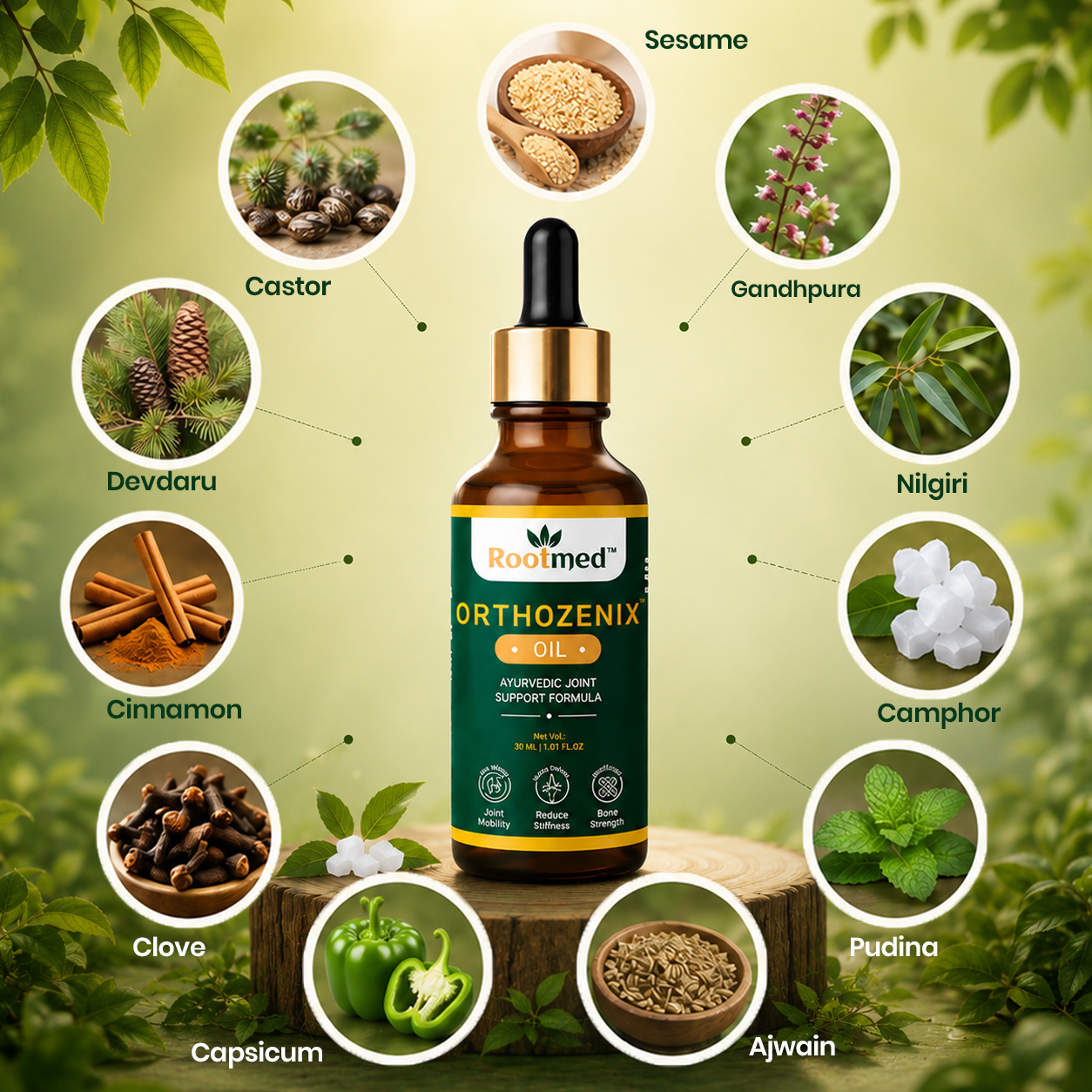 Rootmed Orthozenix Fast-Acting Ayurvedic Pain Relief Massage Oil - 50ml