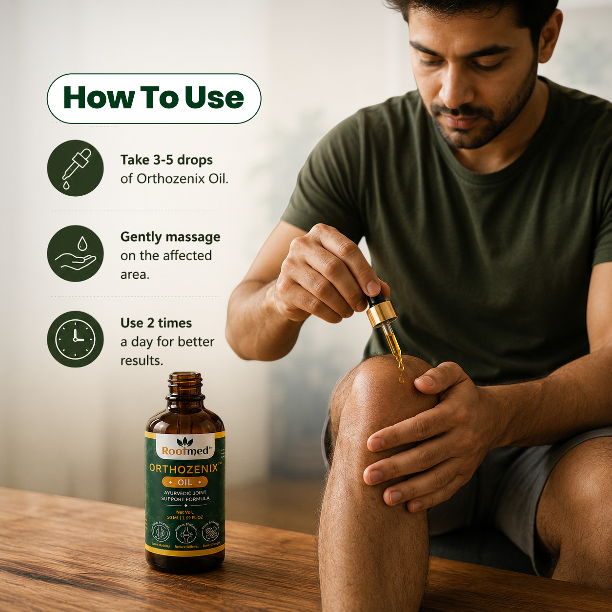 Rootmed Orthozenix Fast-Acting Ayurvedic Pain Relief Massage Oil - 50ml